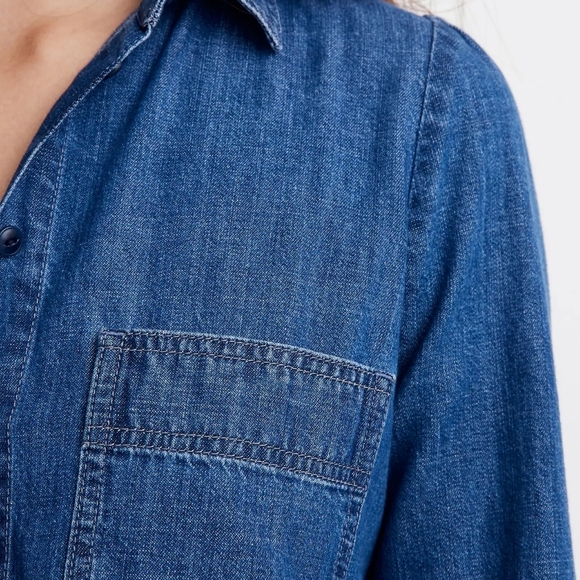 MADEWELL Denim Puff-Sleeve Shirtdress in Harris Wash sz M, gentle Used - Picture 4 of 13